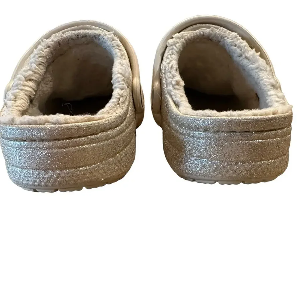 Crocs Children’s Size 13 Golden Glitter Fleece Lined Clogs